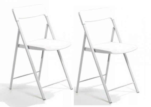 WHITE LABEL - Folding chair-WHITE LABEL-Lot de 2 chaises pliantes KULLY blanche
