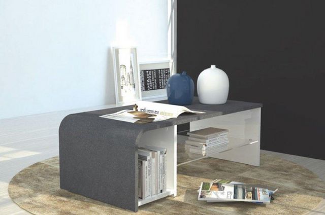 WHITE LABEL - Rectangular coffee table-WHITE LABEL-Table basse / meuble TV S-TIME design effet marbre