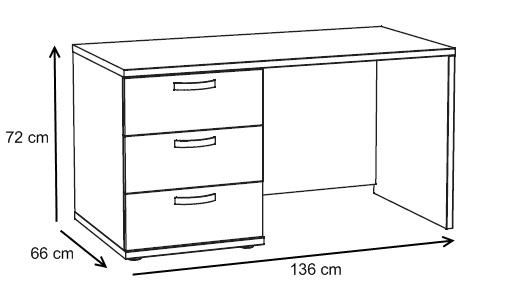 WHITE LABEL - Children's desk-WHITE LABEL-Bureau junior à 3 tiroirs coloris chêne Chambord