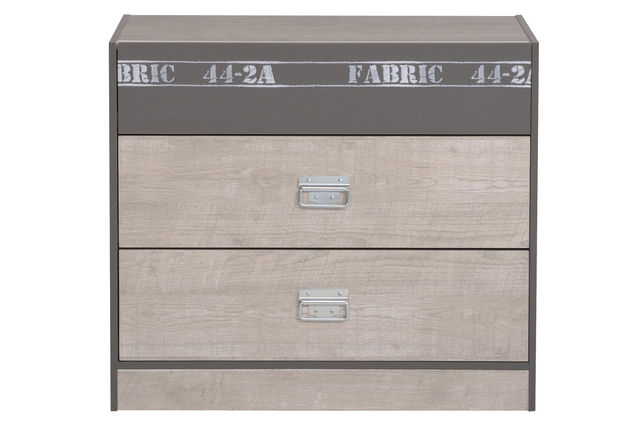 WHITE LABEL - Children's drawer chest-WHITE LABEL-Commode à 2 tiroirs pour enfant coloris bois et gr
