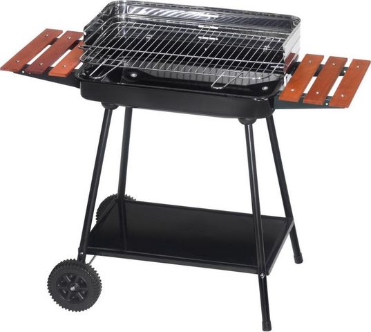 Dalper - Charcoal barbecue-Dalper-Barbecue sur roulettes avec tablettes bois