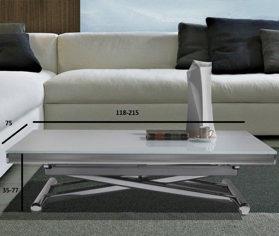 WHITE LABEL - Liftable coffee table-WHITE LABEL-Table basse relevable extensible HAPPENING blanc a