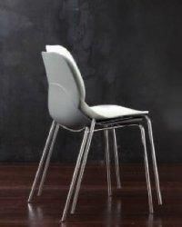 WHITE LABEL - Chair-WHITE LABEL-Chaises SHELL METAL design gris
