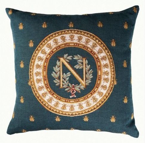 Art De Lys - Square Cushion-Art De Lys-Napoléon, fond bleu