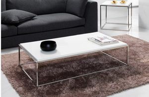 WHITE LABEL - table basse rectangle mimi blanc - Rechteckiger Couchtisch