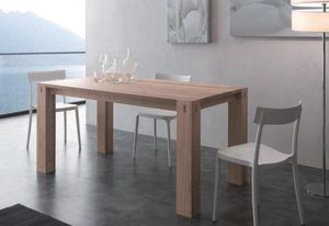 WHITE LABEL - table repas extensible factory en bois massif - Rechteckiger Esstisch