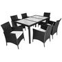 Garten Esszimmer-WHITE LABEL-Salon de jardin 6 chaises + table noir