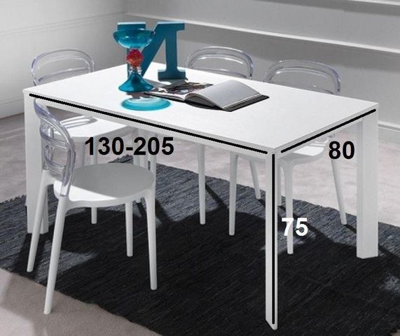 WHITE LABEL - Rechteckiger Esstisch-WHITE LABEL-Table repas extensible TECNO 130 x 80 cm en polymè