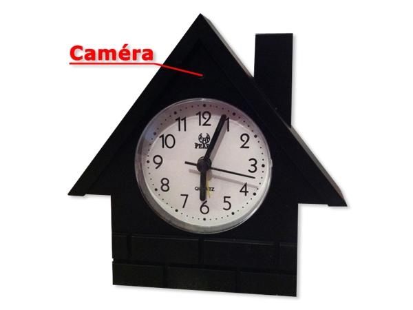 WHITE LABEL - Sicherheits Kamera-WHITE LABEL-Maisonnette horloge avec caméra et récepteur sans 