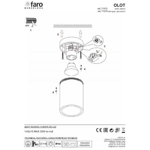 FARO - Aussen Deckenleuchten-FARO-Plafonnier rond extérieur Olot D6 cm IP44