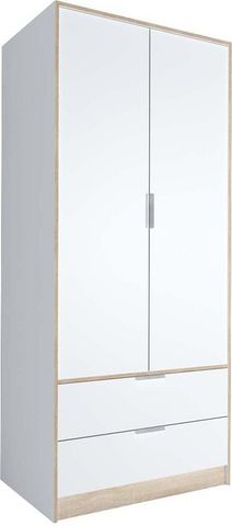 LYNCO - Kleiderschrank-LYNCO-Armoire portes battantes et tiroirs blanche décor 