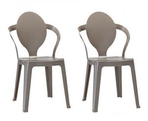 WHITE LABEL - lot de 2 chaises spot design taupe - Silla