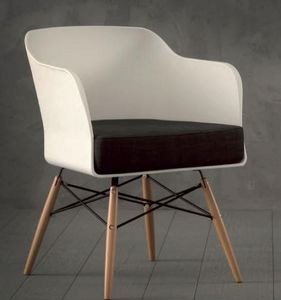 WHITE LABEL - chaise design nordika blanche et hêtre massif - Silla