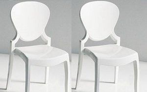 WHITE LABEL - lot de 2 chaises design light en plexiglas blanche - Silla