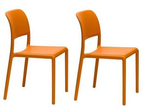 WHITE LABEL - lot de 2 chaises river empilables design orange - Silla