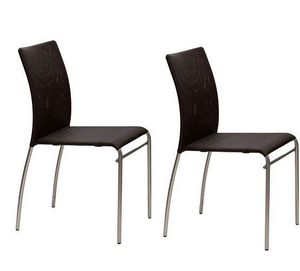 WHITE LABEL - lot de 2 chaises matrix design moka - Silla