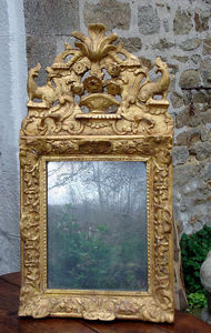 Antiquité Le Berre - miroir en bois doré - Espejo