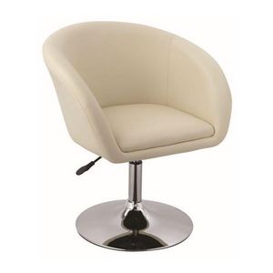 WHITE LABEL - fauteuil lounge pivotant cuir beige - Sillón Giratorio