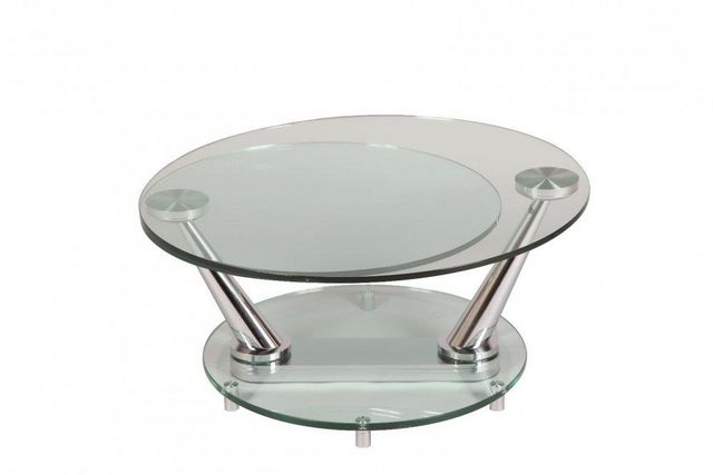 WHITE LABEL - Mesa de centro forma original-WHITE LABEL-Table basse design CIRCLE ronde double plateaux