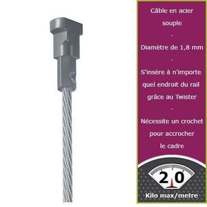 NEWLY - 150 cm câble acier embout twister newly - Gancio Appendiquadri