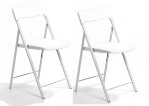 WHITE LABEL - lot de 2 chaises pliantes kully blanche - Sedia Pieghevole