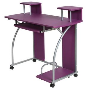 WHITE LABEL - bureau enfant meuble chambre violet - Scrivania Operativa