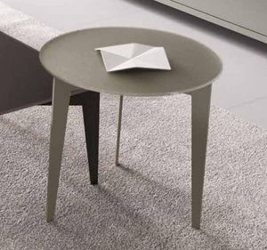 WHITE LABEL - table basse design dallas ronde verre taupe - Tavolino Rotondo