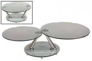 WHITE LABEL - table basse design circle ronde double plateaux - Tavolino Soggiorno