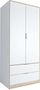 Armadio componibile-LYNCO-Armoire portes battantes et tiroirs blanche décor 