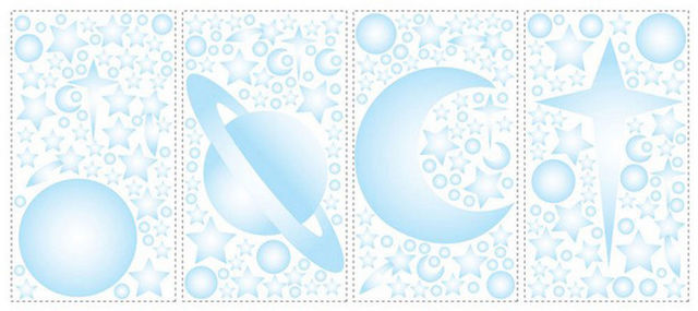 RoomMates - Sticker decorativo fosforescente bambino-RoomMates-Stickers phosphorescents repositionnables ciel éto