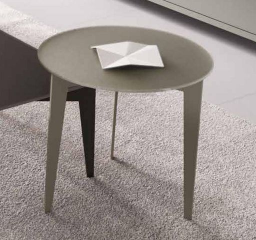 WHITE LABEL - Tavolino rotondo-WHITE LABEL-Table basse design DALLAS ronde verre taupe